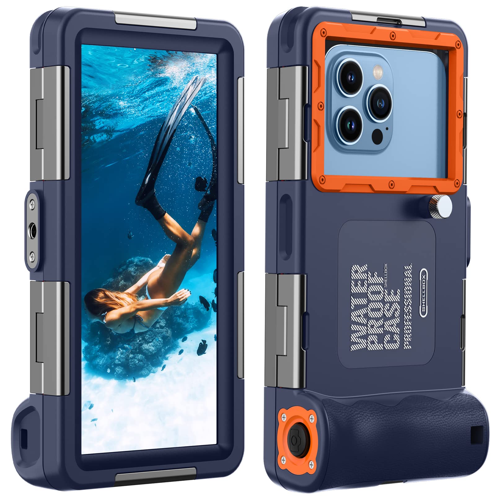 Lanhiem Universal Waterproof Diving Phone Case for iPhone & Galaxy - Orange