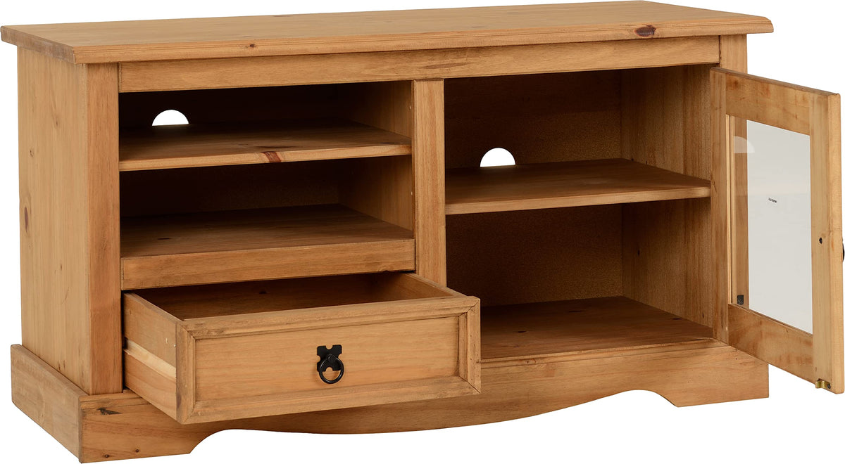 Seconique Corona Entertainment Unit in Distressed Waxed Pine/Glass - image 3
