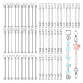 60 Pcs Beadable Keychain Kit – Silver DIY Keyring Making Set