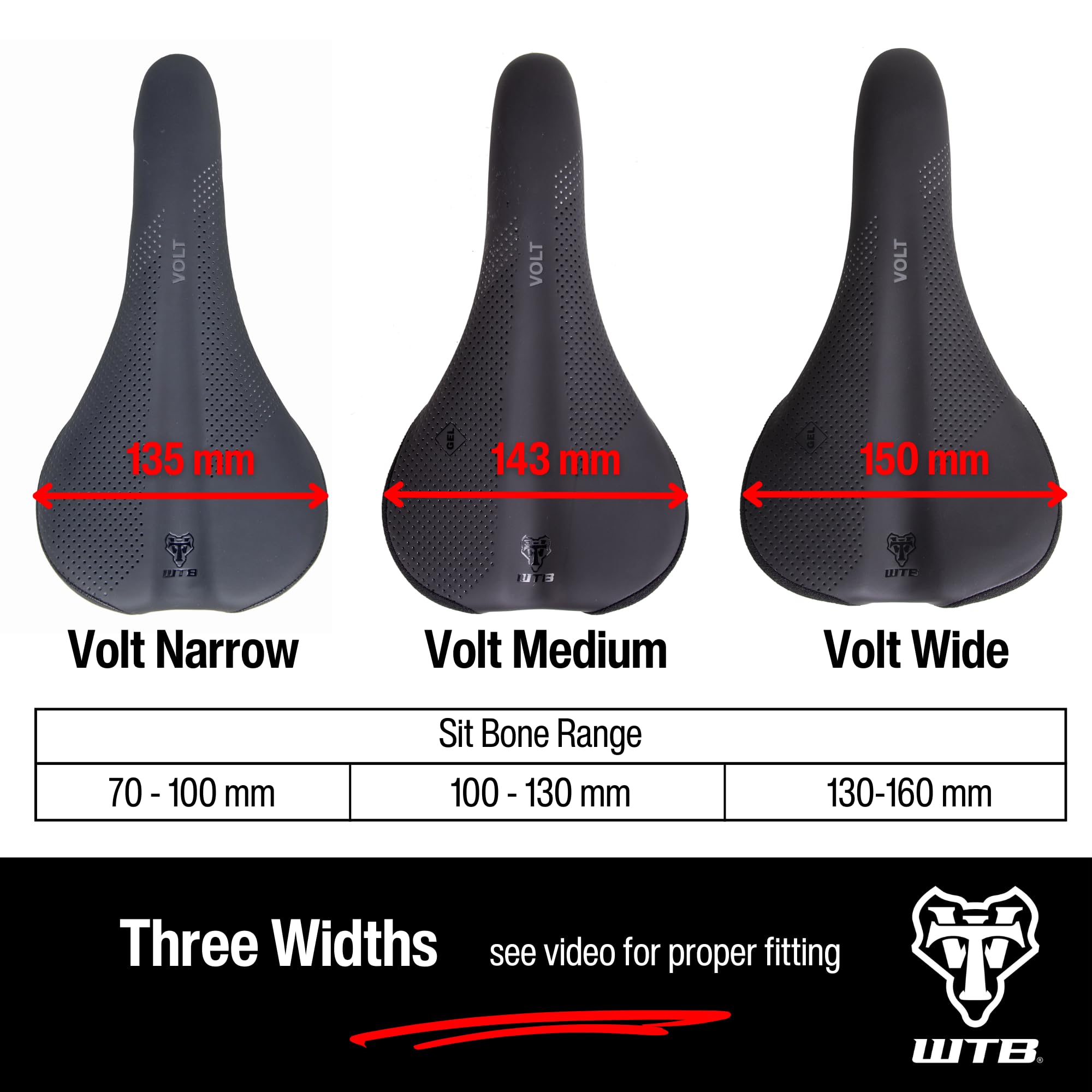 WTB Volt Cromoly Mountain Bike Saddle | Wide 150mm Gel Seat - Black