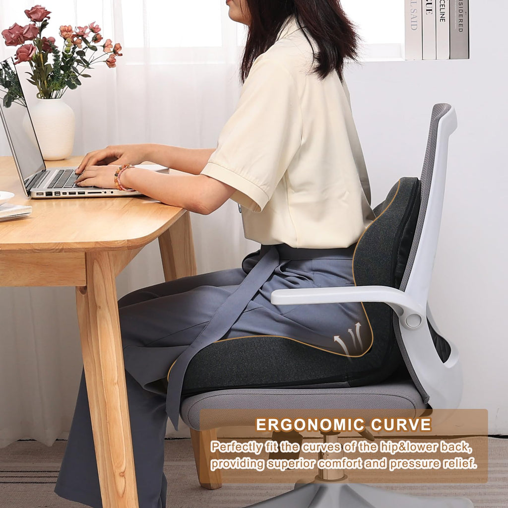 GOFORIT 2-in-1 Seat Cushion & Lumbar Support for driving - Ergonomic Dual-Layer Memory Foam Chair Cushion Set - image 4