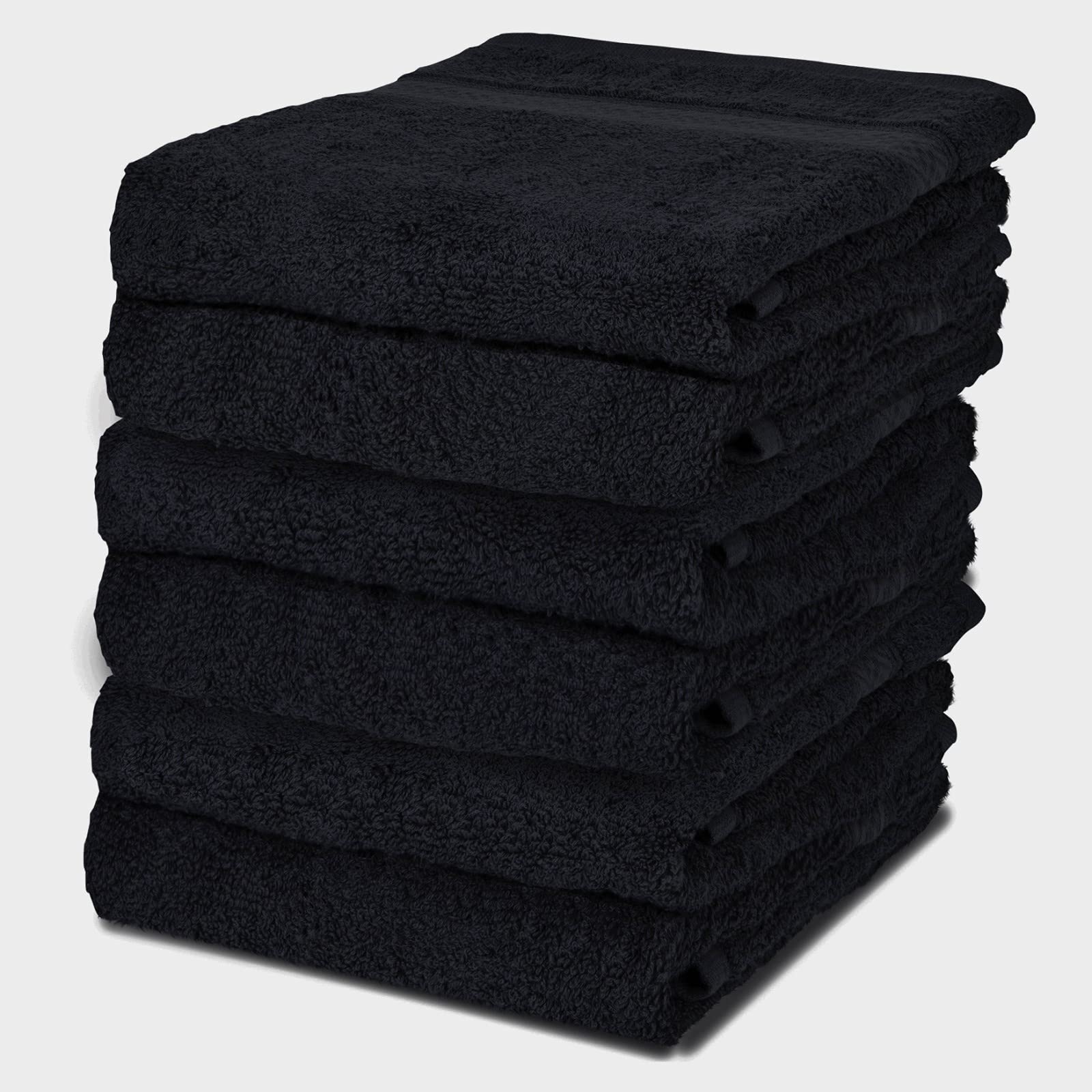 IBIMZA Egyptian Cotton Hand Towels – Set of 6 Quick Dry Black Towels