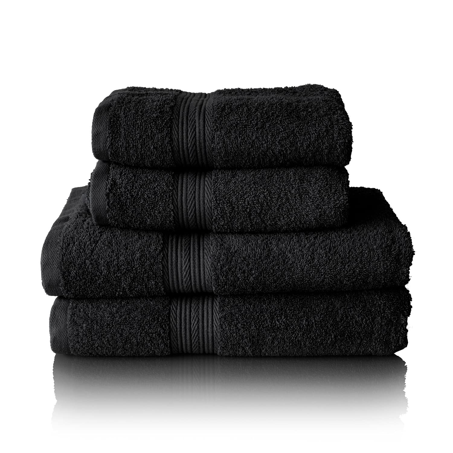 Glart Premium 4-Piece Terry Towel Set - 100% Cotton, Black | 500 g/m2