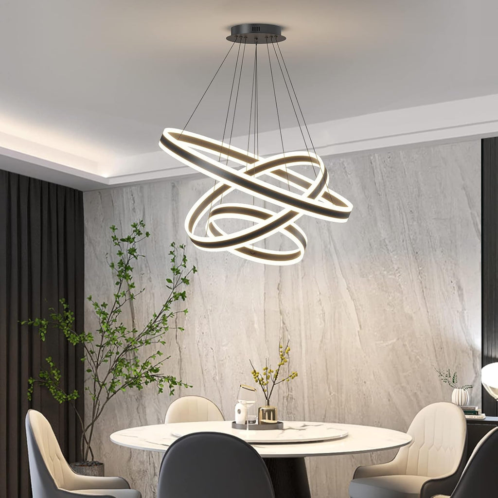 Mikeru 3-Ring LED Pendant Light – Dimmable Modern Chandelier, 20+40+60cm