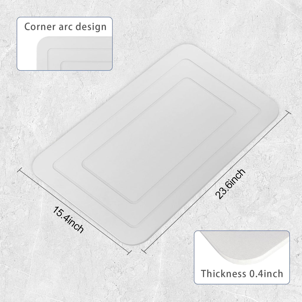 HUMIGA 2-Pack Diatomaceous Earth Stone Bath Mat – Non-Slip White, 24x15