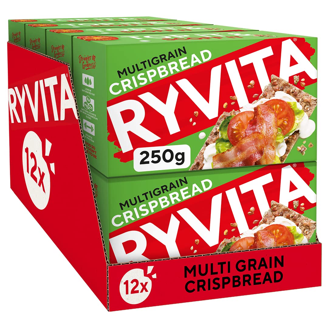 Ryvita Multigrain Crispbread - High Fibre Wholegrain Rye - 12 x 250g
