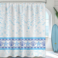 LanZanthic Blue Mosaic Shower Curtain | Waterproof Fabric | 180 x 240 cm
