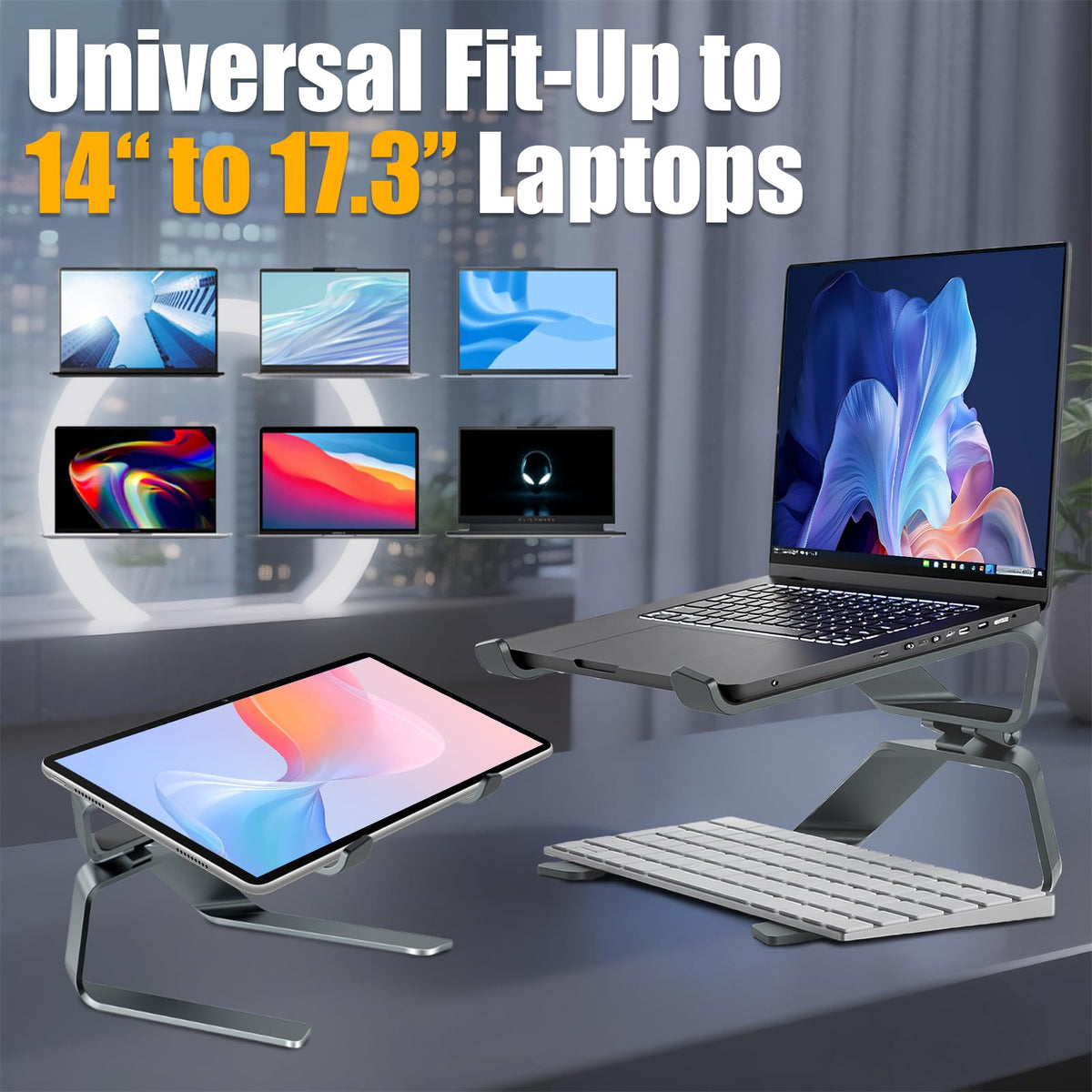 DaMohony Foldable Laptop Stand, Ergonomic Aluminium Laptop Riser for Desk - image 3