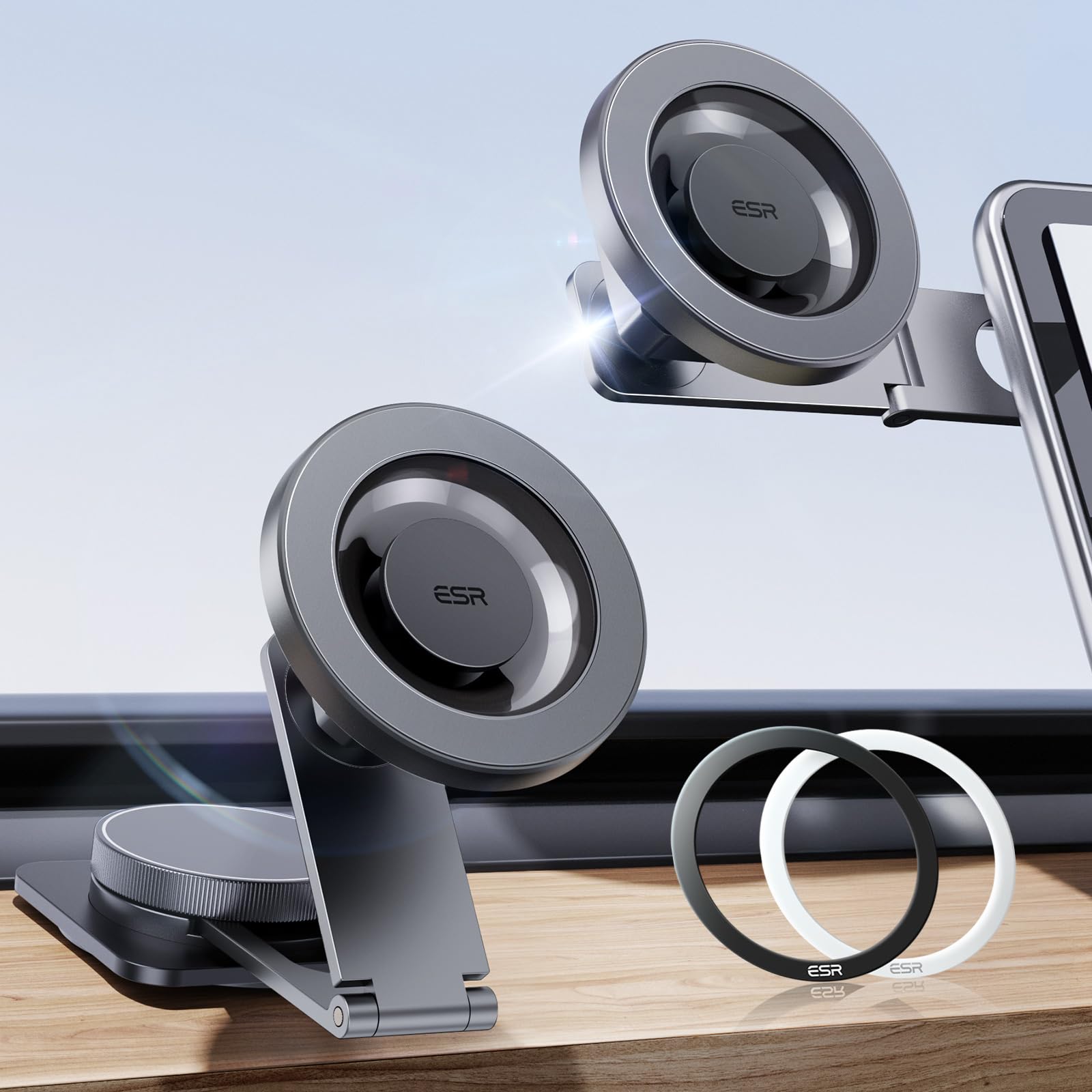 ESR MagSafe Car Mount – Foldable Magnetic Dashboard Holder for Tesla