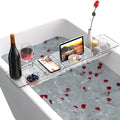 DHSUN Transparent Bath Caddy Tray – Adjustable Bathtub Shelf with iPad Holder
