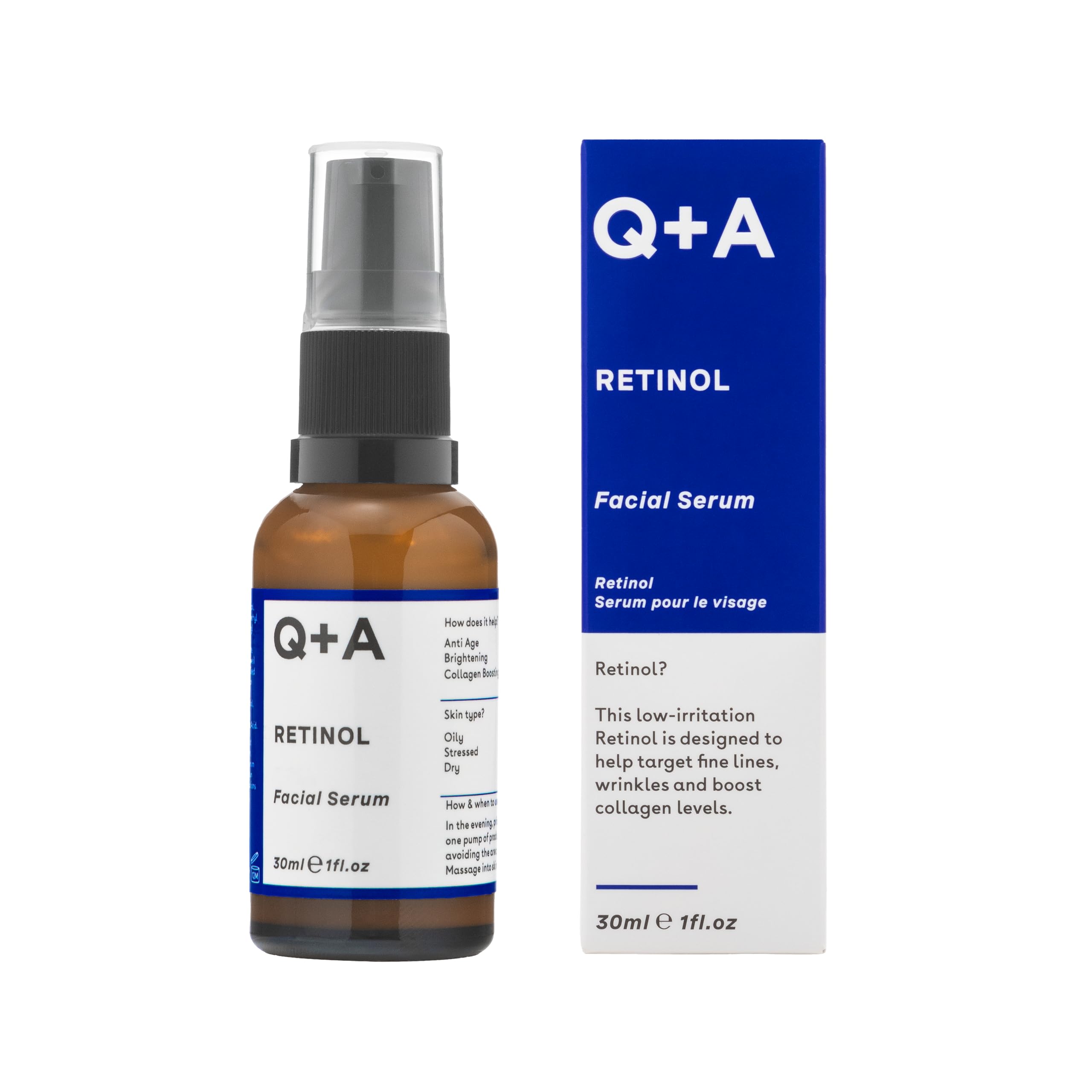 Q+A Retinol Facial Serum – 0.2% Retinoid with Squalane & Bisabolol (30ml)