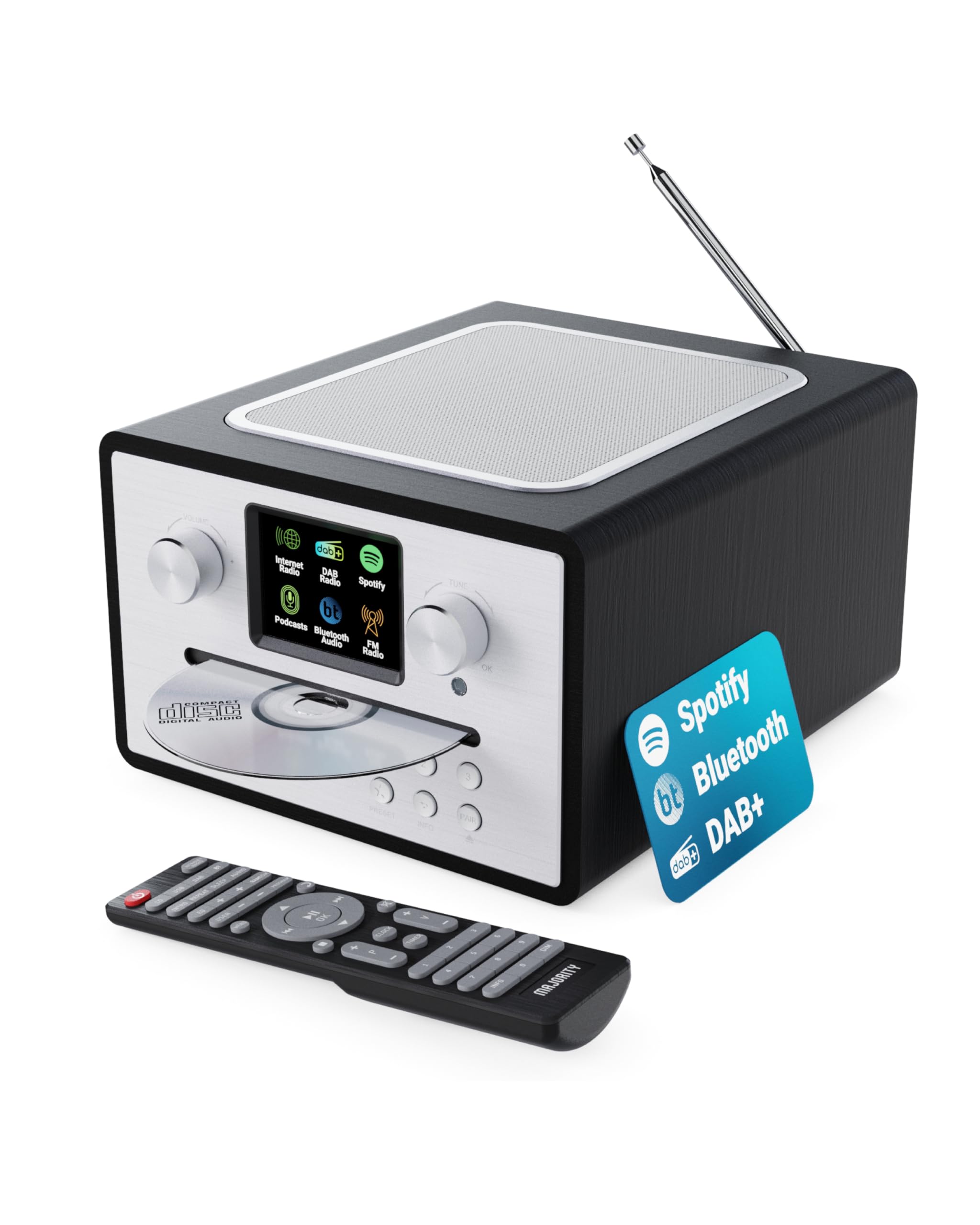 Majority Homerton Internet Radio CD Player with DAB+ & Spotify Connect