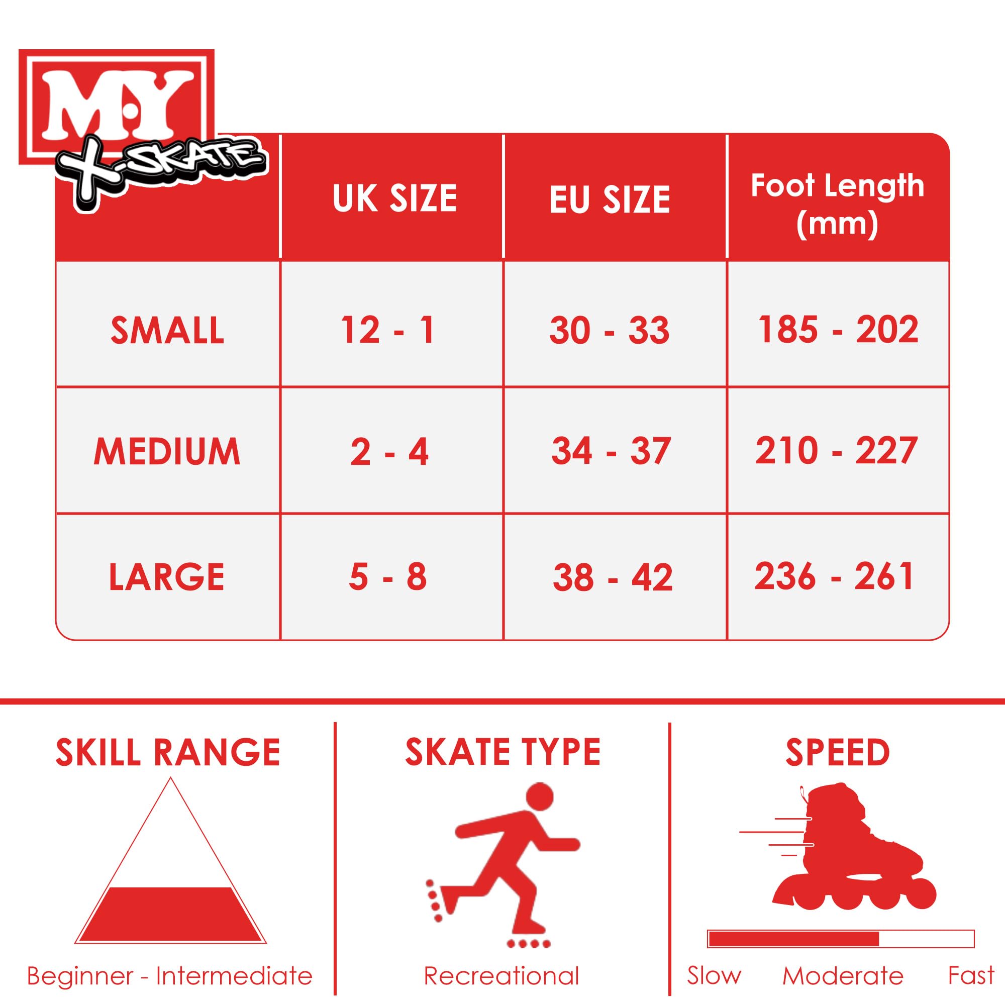 M.Y X-Skate Kids Adjustable Inline Roller Skates - Blue - Small