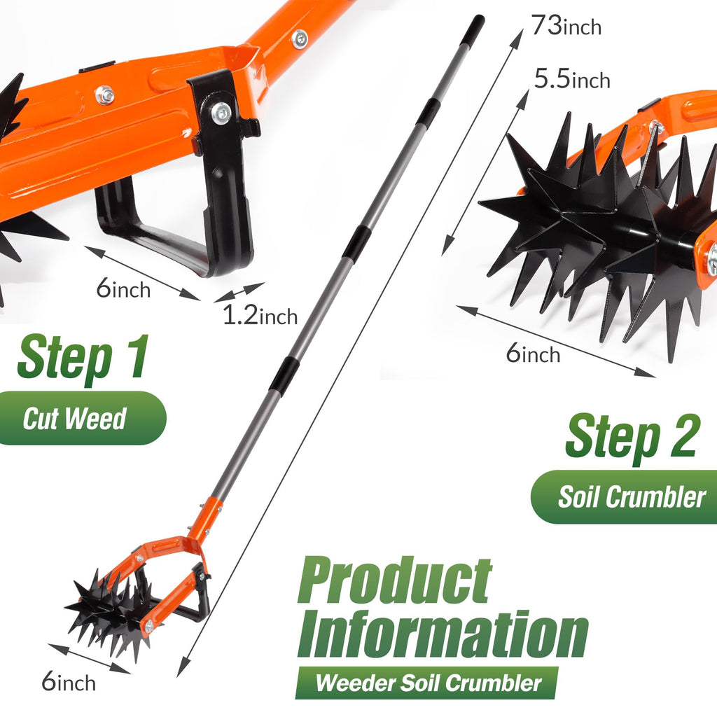 Walensee 2-in-1 Rotary Garden Cultivator – Stainless Steel Hand Tiller
