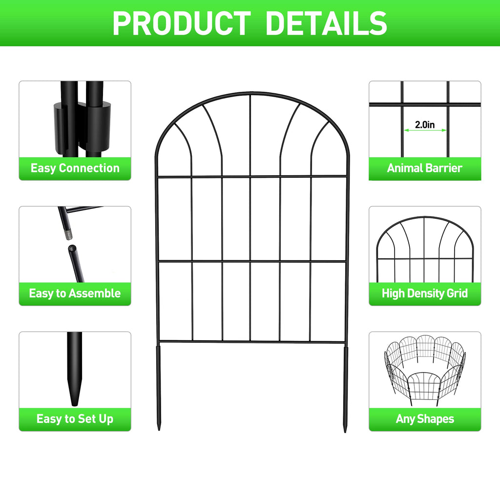Jolof Store Decorative Garden Fence – 25 Pack Rustproof Metal Animal Barrier