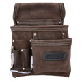 TOUGH MASTER Suede Leather Tool Belt Pouch – 3 Pocket Nail Organiser