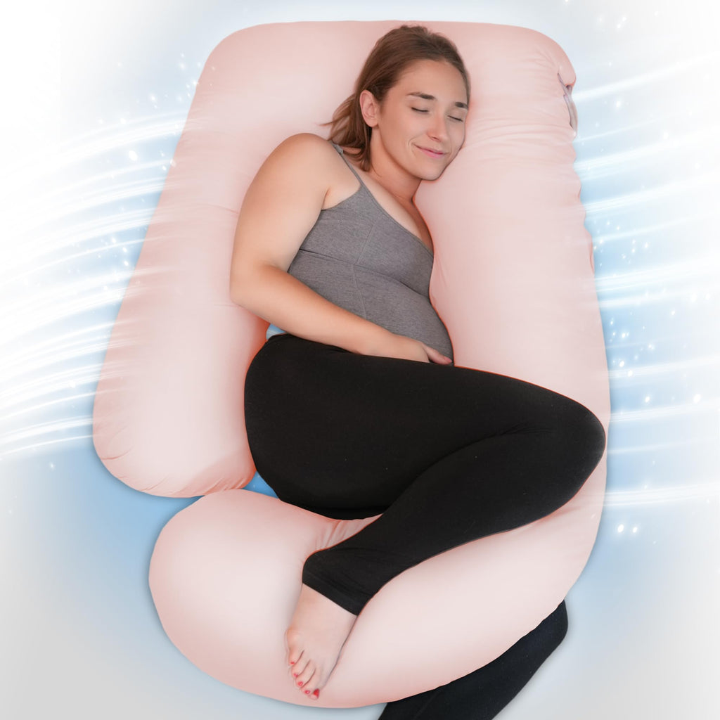 PinkFoggie Cooling Pregnancy Pillow – 57 Inch U-Shaped Full Body Support