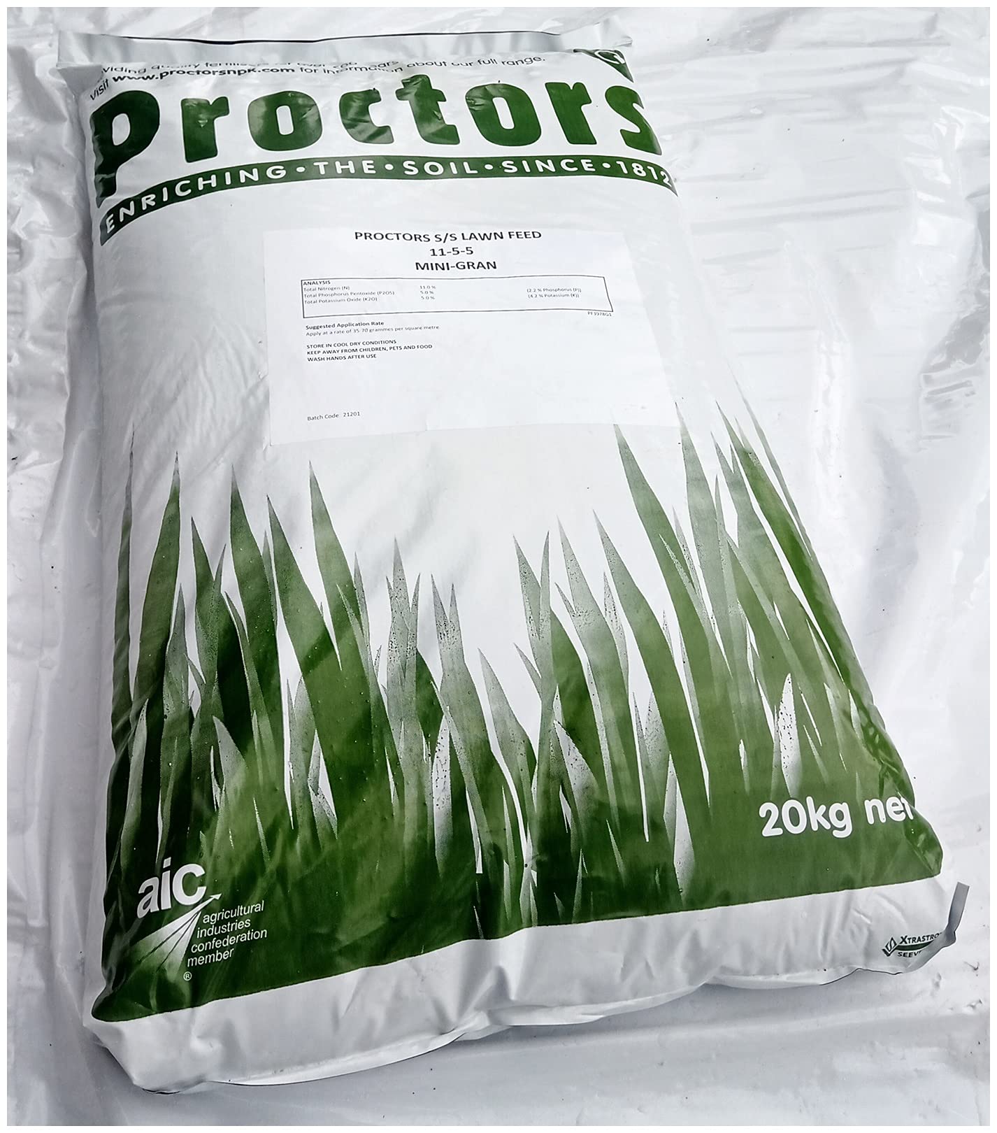 Proctors Spring & Summer Lawn Grass Food - 20kg Moss Killer Fertilizer
