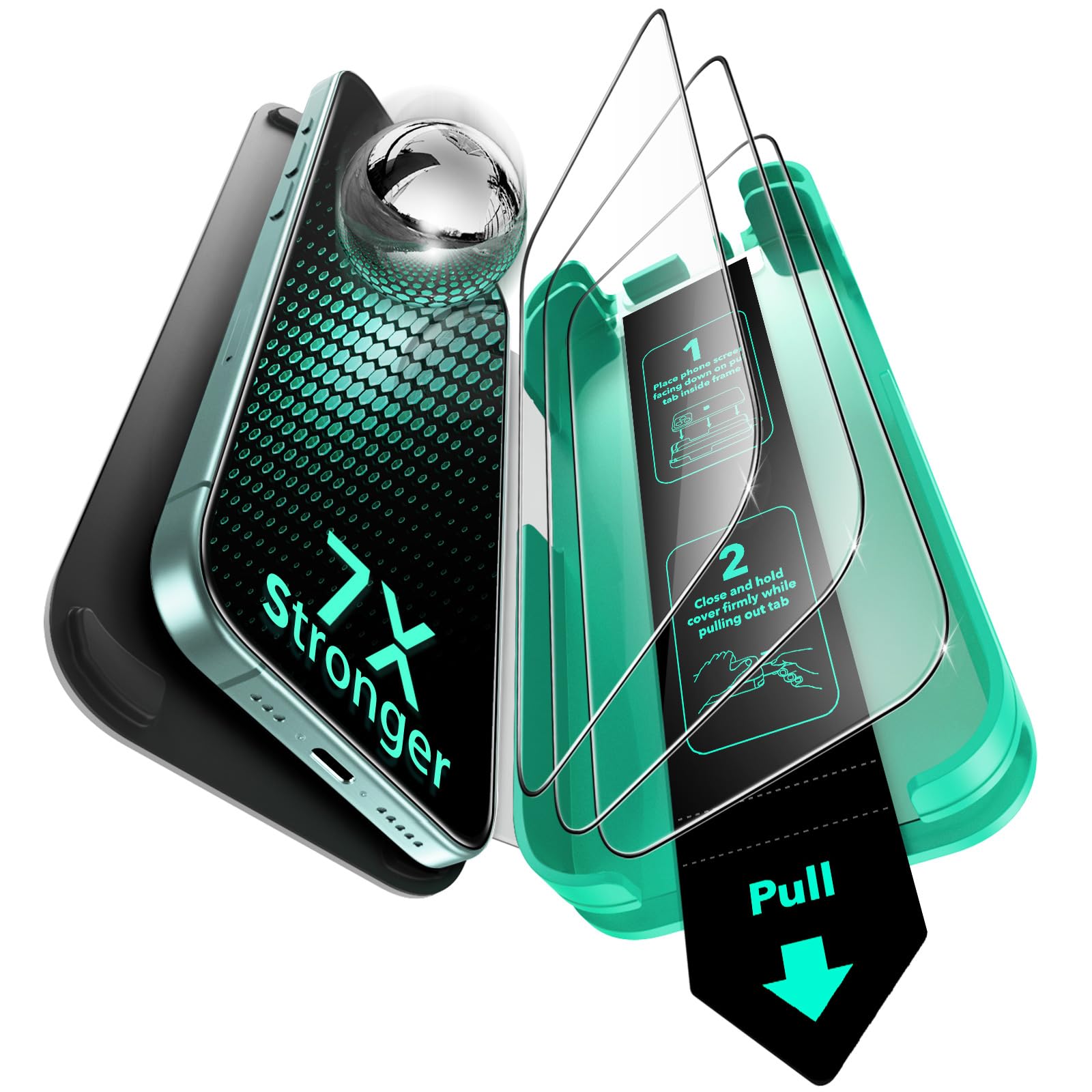 ESR iPhone 16 & 15 Screen Protector – 3 Pack Full Coverage Glass