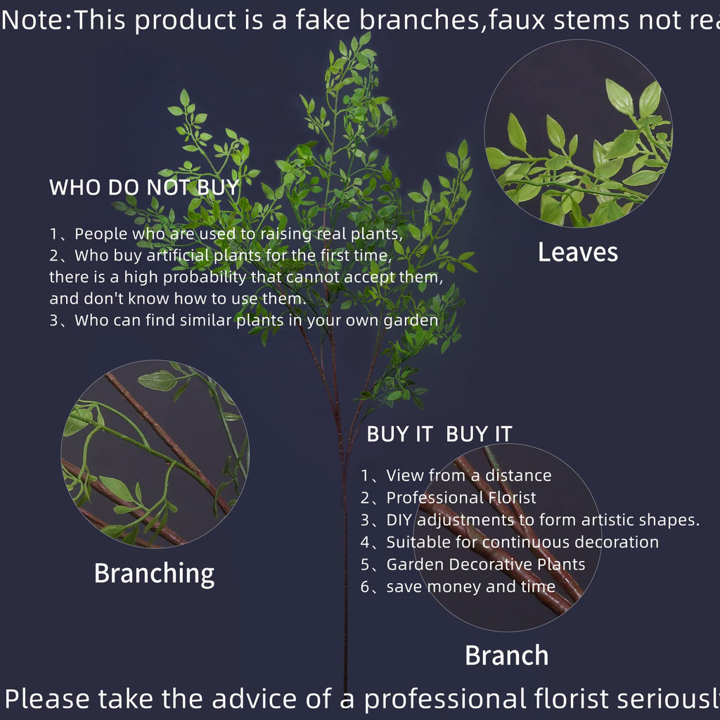 Melorca&Guilla 43.3" Green Nandina Faux Branches - 4PCS Artificial Plants