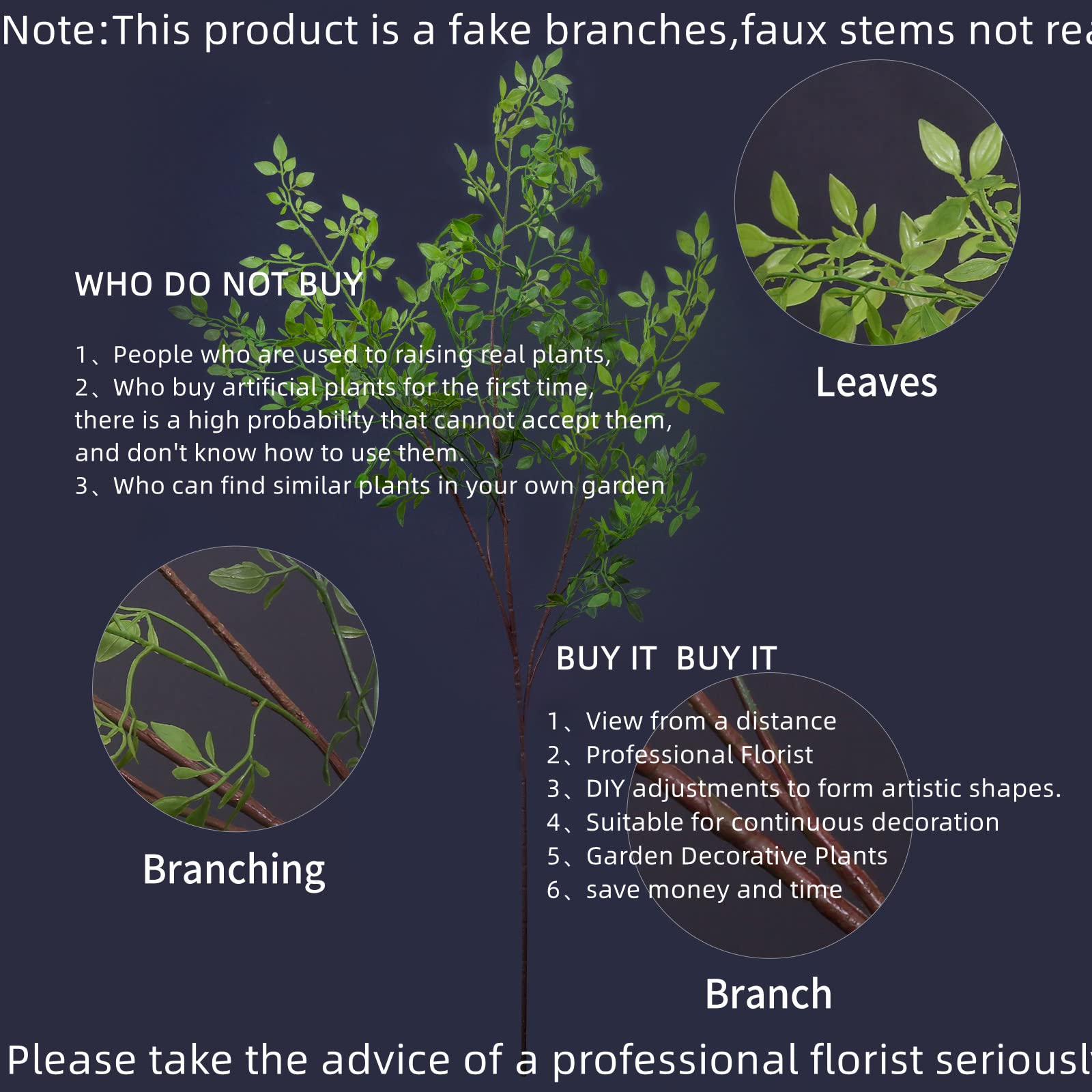 Melorca&Guilla 43.3" Green Nandina Faux Branches - 4PCS Artificial Plants