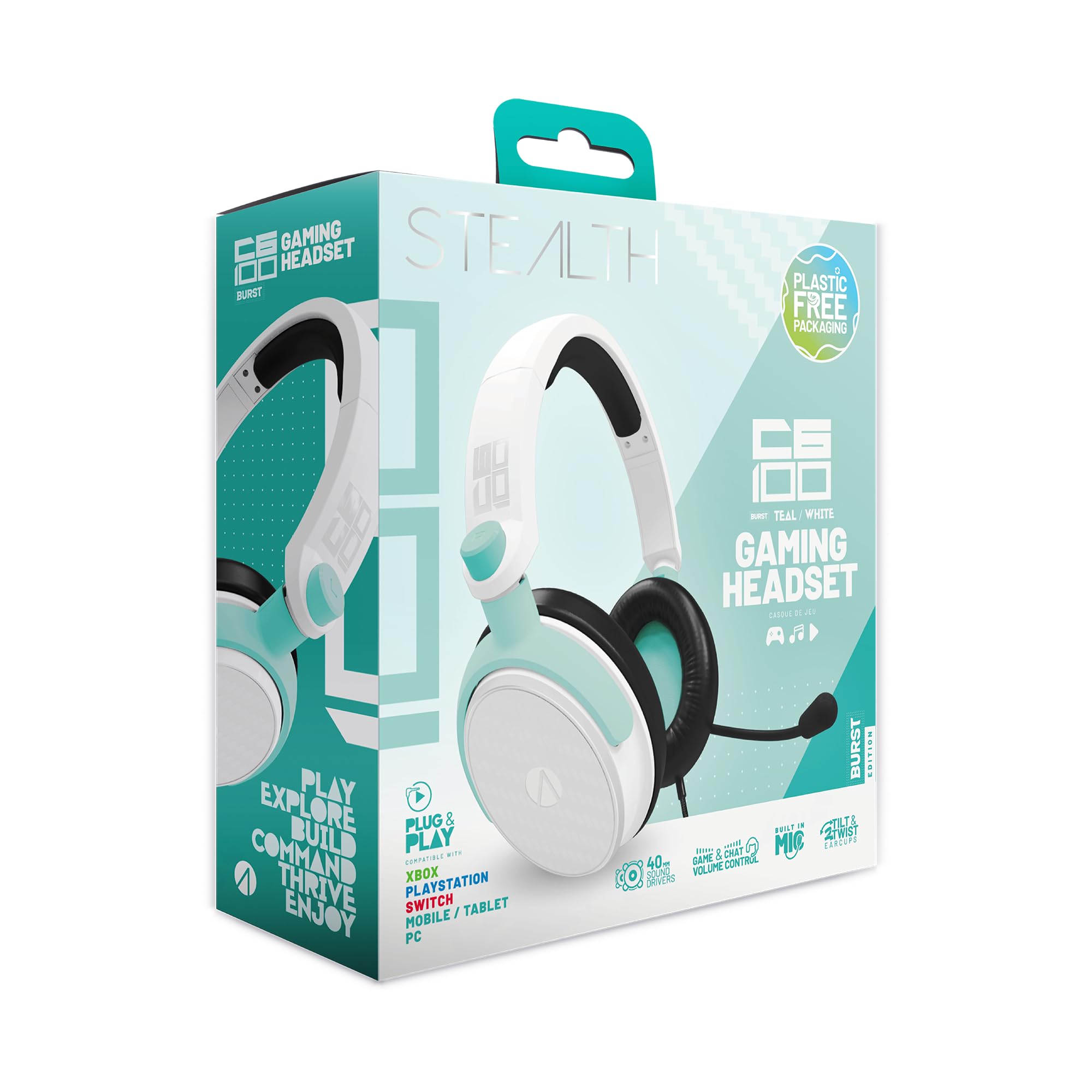 Stealth C6-100 Gaming Headset Burst Edition - Teal White Wired 3.5mm