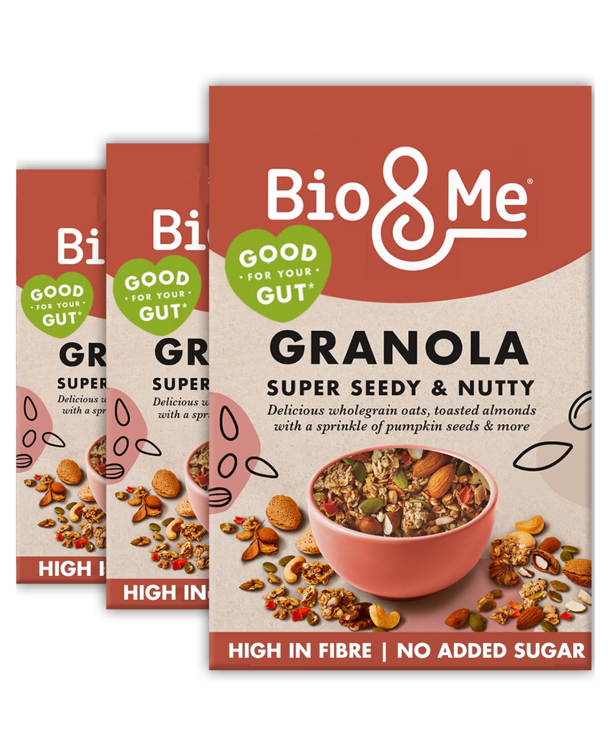 Bio&Me Super Seedy and Nutty Granola – Vegan & High Fibre (3 x 360g)