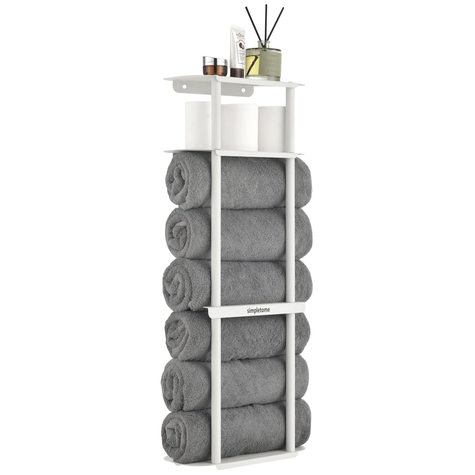 simpletome Wall Mounted Towel Rack | Carbon Steel Bathroom Storage Shelf