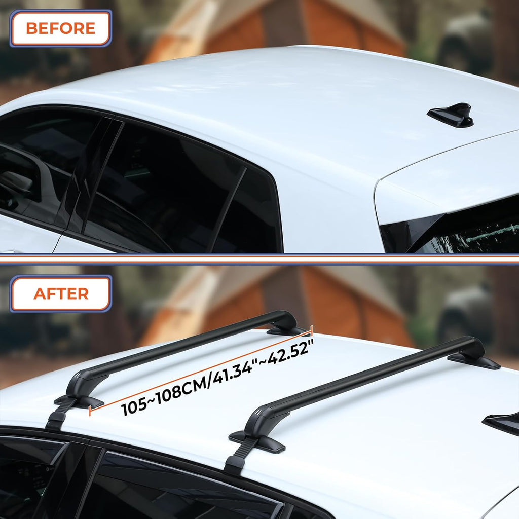 GEARZAAR 105cm Universal Car Roof Bars | Lockable Black Aluminum Racks