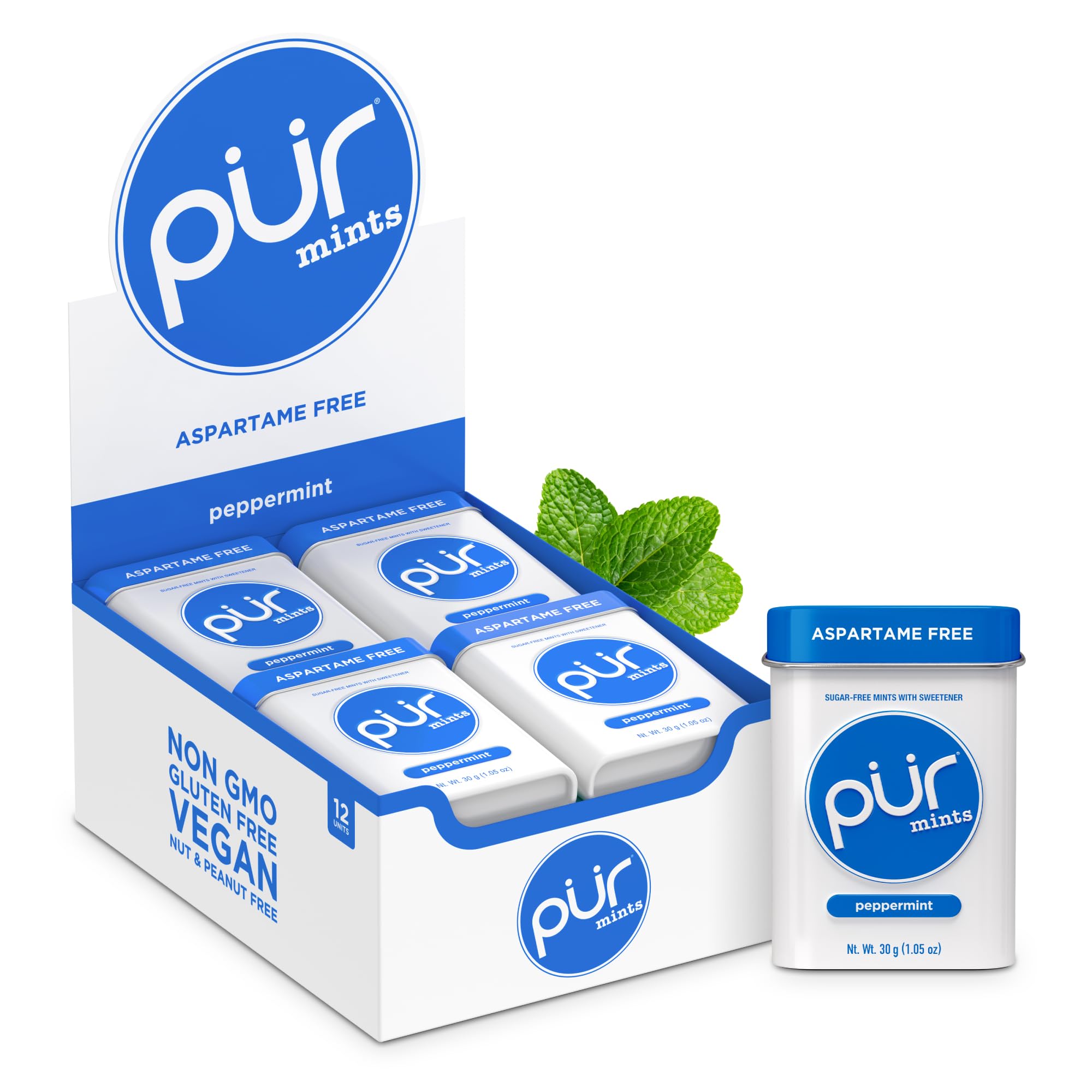 PUR Peppermint Mints – Sugar Free Xylitol Breath Freshener, 30 Count