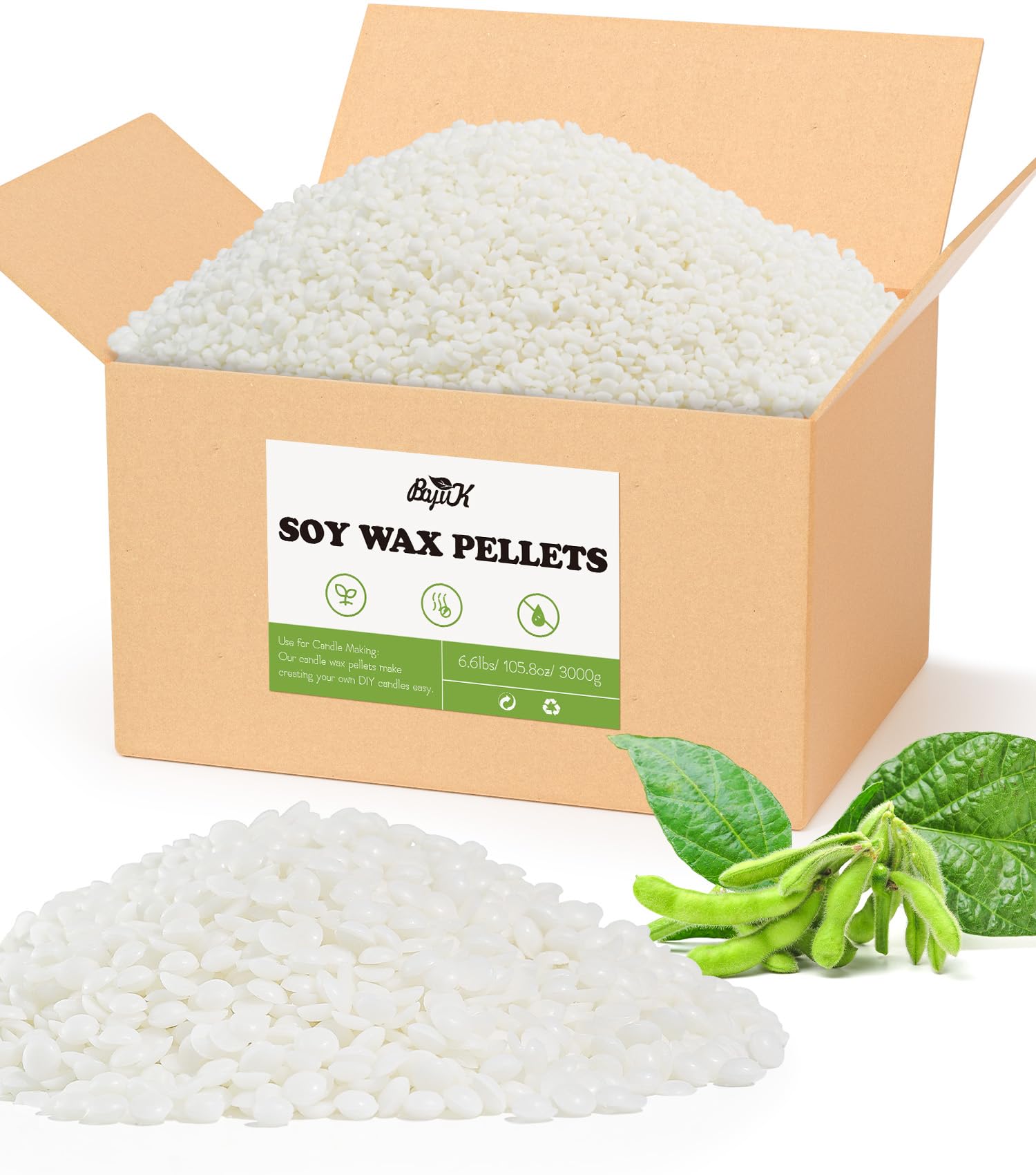 BOYUJK 100% Natural Soy Wax for Candle Making - Organic & Pure (3KG)