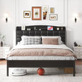 WOWTRELAX Double Bed Frame with Charging Headboard Storage Shelf 135x190cm