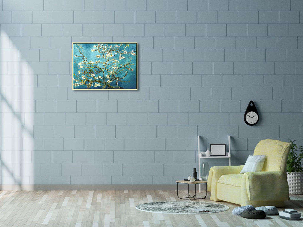 Wieco Art Van Gogh Almond Blossom Gold Framed Canvas Wall Art – 28x20
