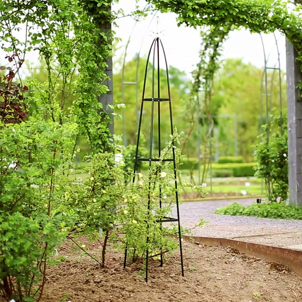 Relaxdays Garden Obelisk Metal Climbing Plant Support Trellis, 200cm