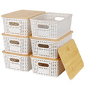 Nymblis 6Pcs Storage Boxes with Lids, Stackable Storage Baskets, White