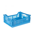 AYKASA Folding Crate, Sturdy Folding Box, Plastic, Stackable, Turquoise, Midi 40 x 30 x 14 cm