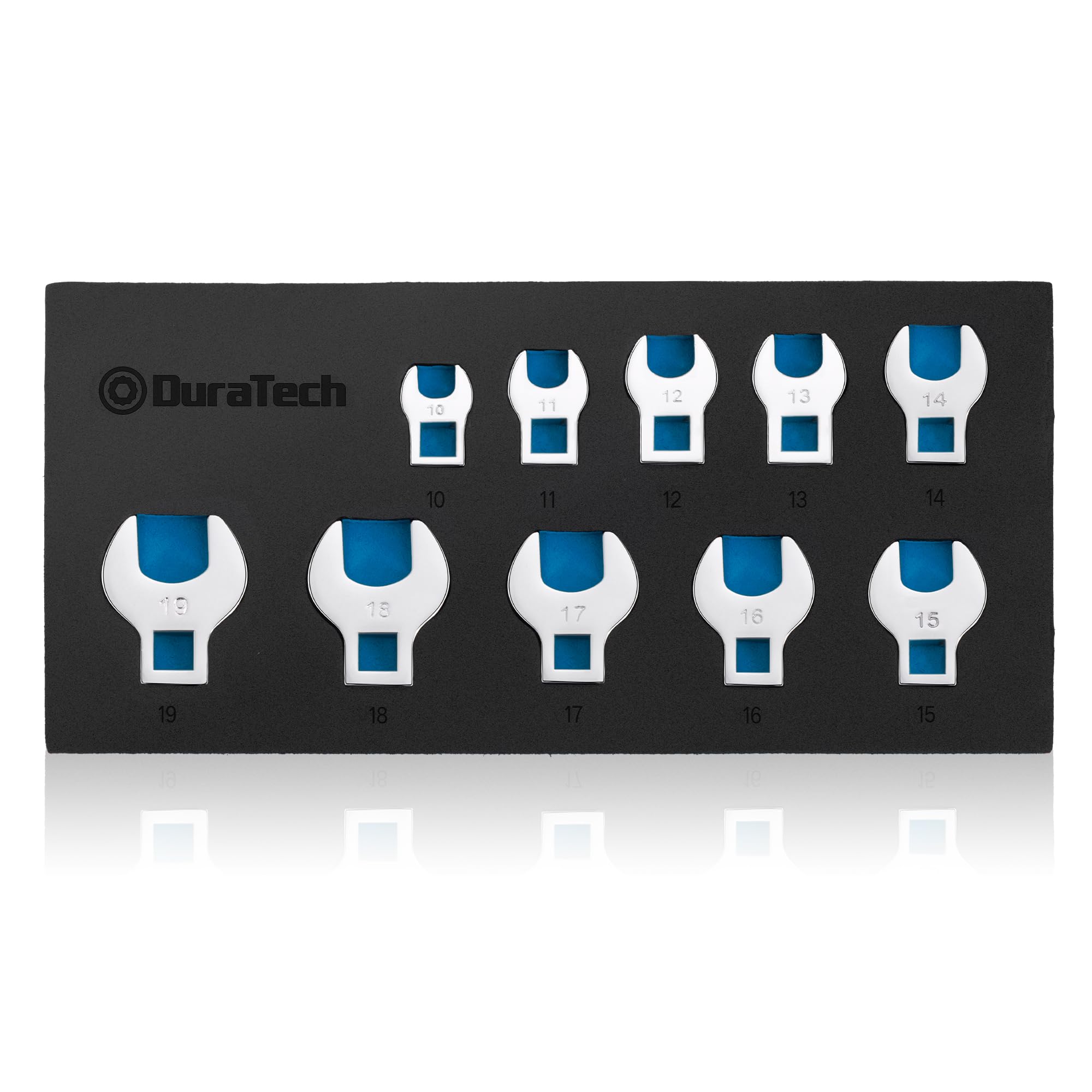 DURATECH 10-Piece 3/8" Drive Crowfoot Wrench Set | Metric 10-19mm