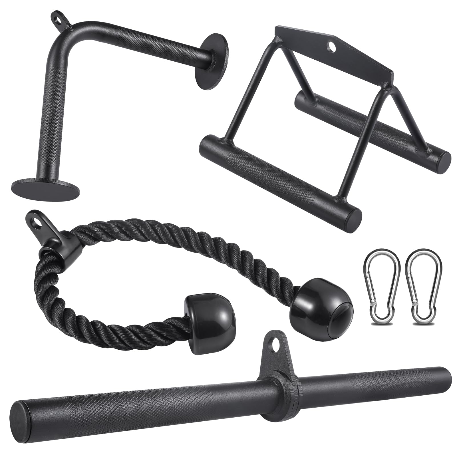 SERTT 4-Piece Cable Machine Attachment Set for Home Gym | Steel LAT Bar