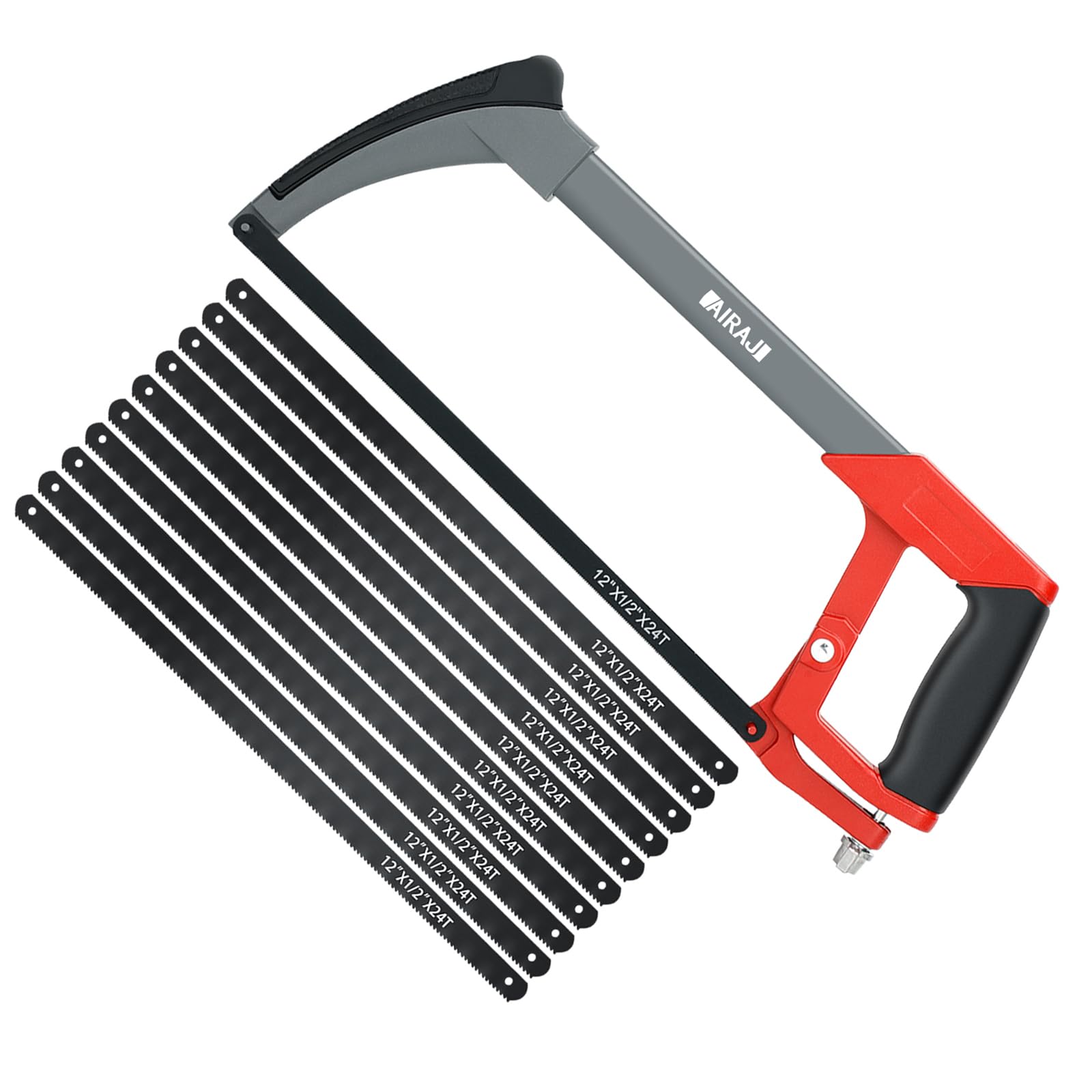 AIRAJ Heavy Duty Hacksaw for Metal Cutting | 45°/90° Angles | 10 Blades