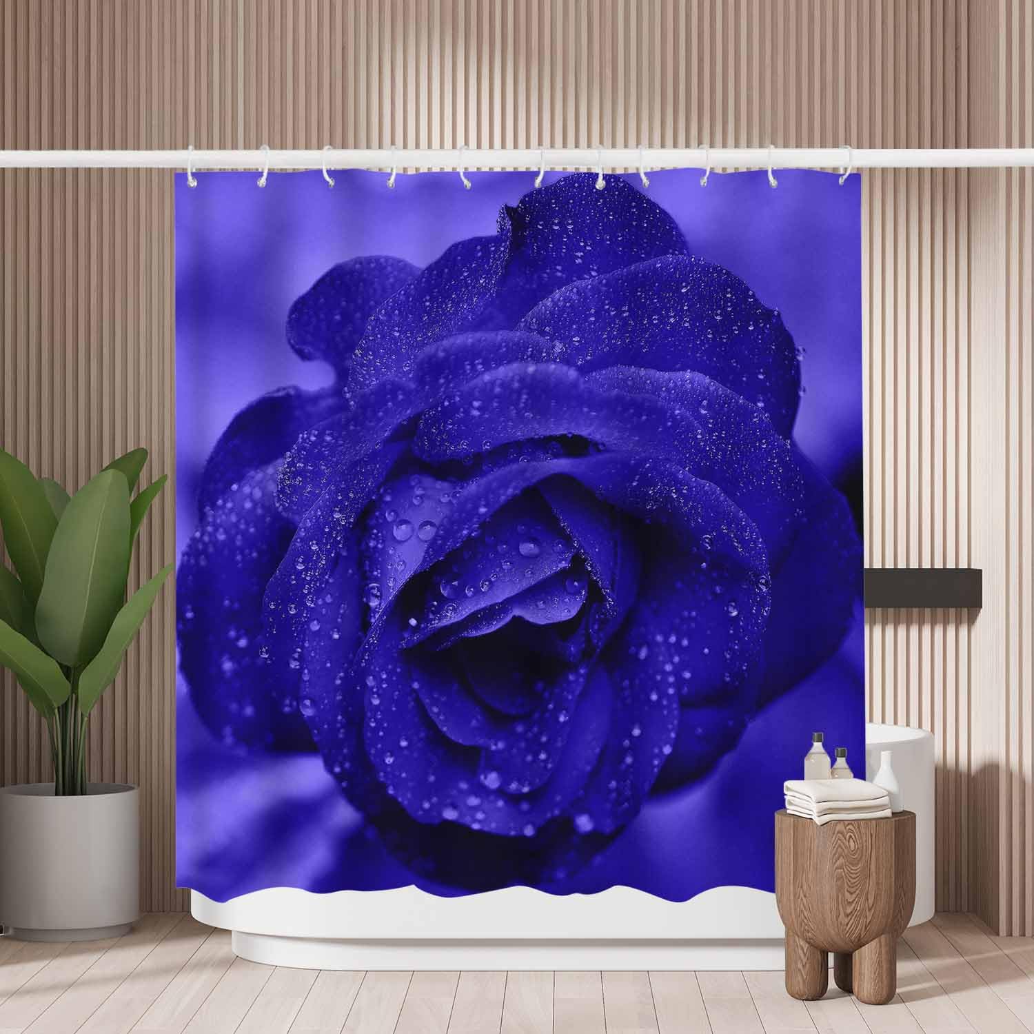 Blue Rose Shower Curtain – Mold Resistant Waterproof Polyester