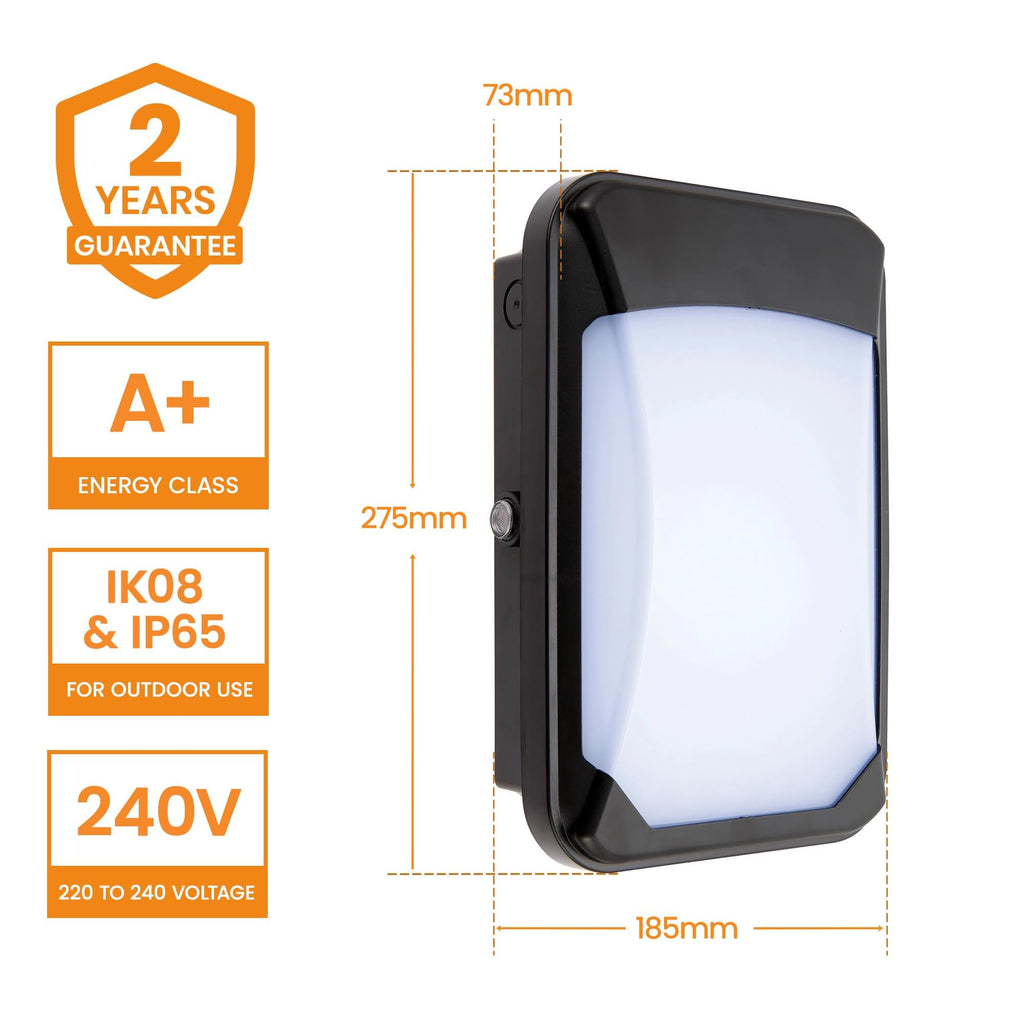 Jolof Lucca Mini LED Bulkhead | IP65 Outdoor Security Light with Sensor