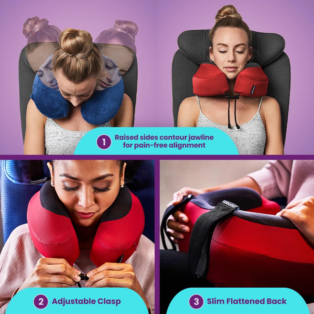 Cabeau Evolution S3 Travel Pillow – Memory Foam Neck Support with Straps