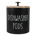 Alipis Round Wooden Dishwasher Pods Container with Lid – Black Storage Bin