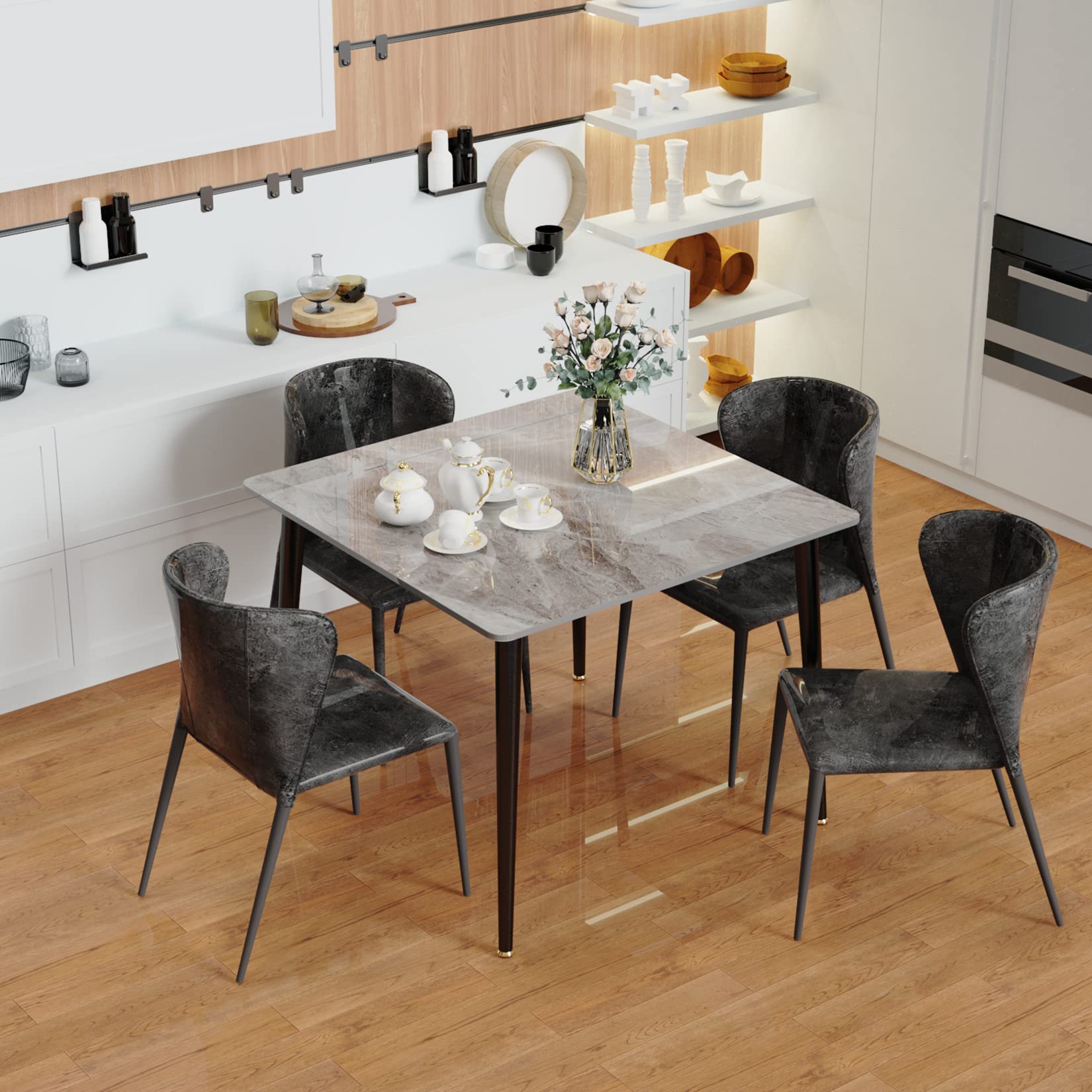 80cm Square Sintered Stone Dining Table – 4 Seater Marble Top