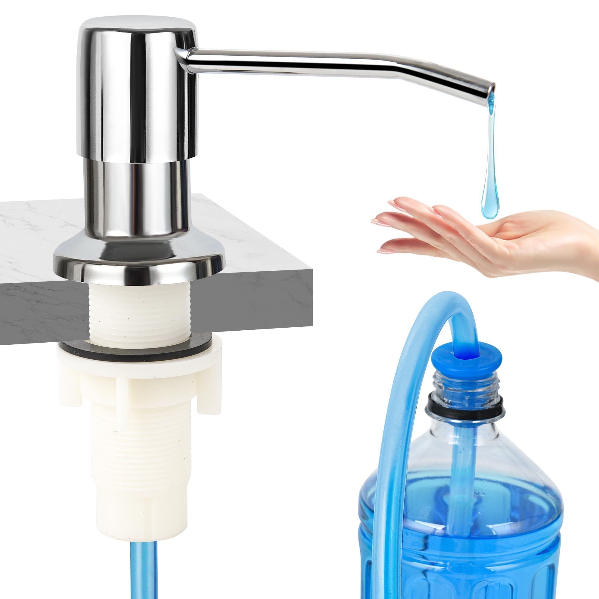 Jolof Store Kitchen Sink Soap Dispenser – Stainless Steel with Extension Tube