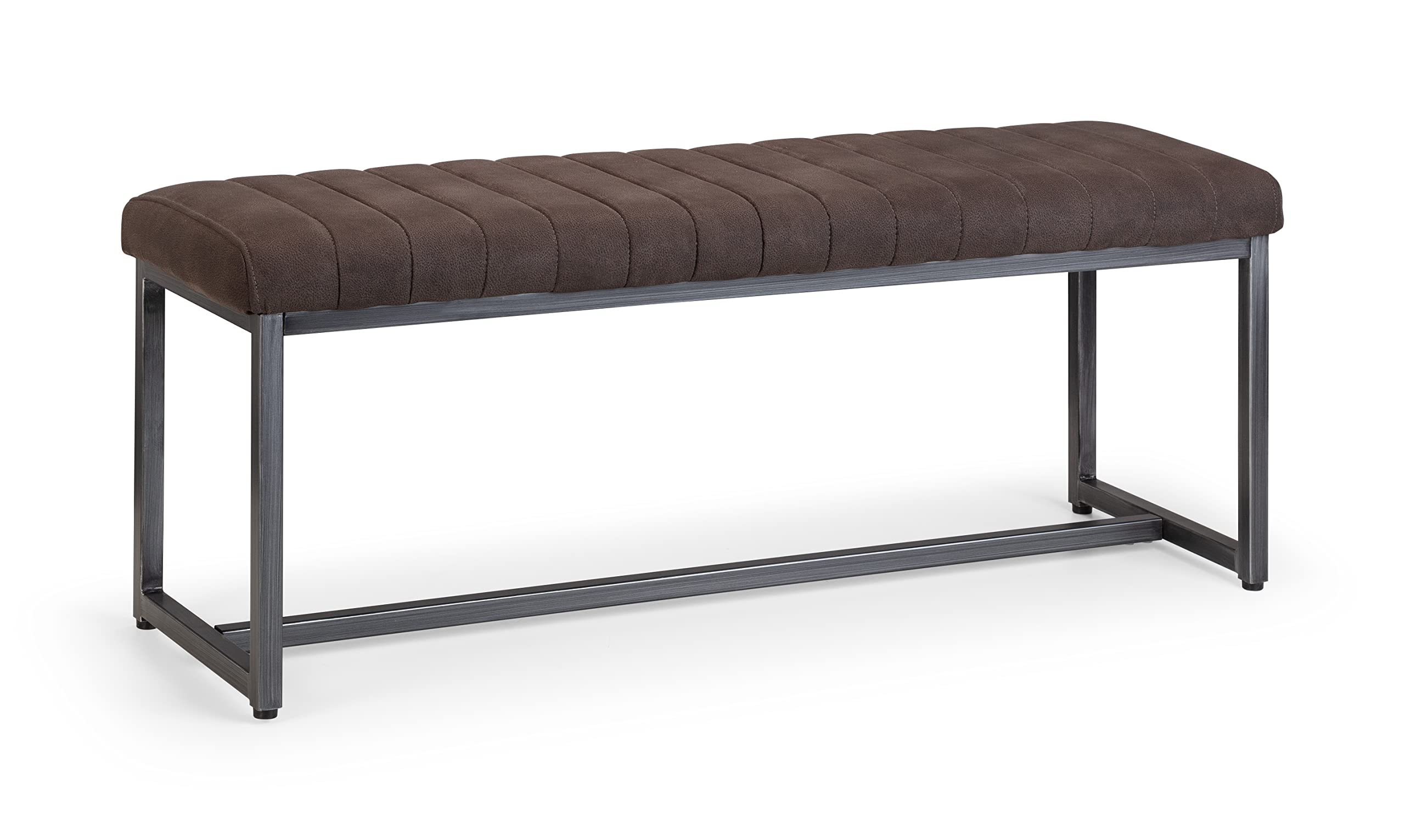 Julian Bowen Brooklyn Upholstered Bench | Charcoal Grey Tufted Suede