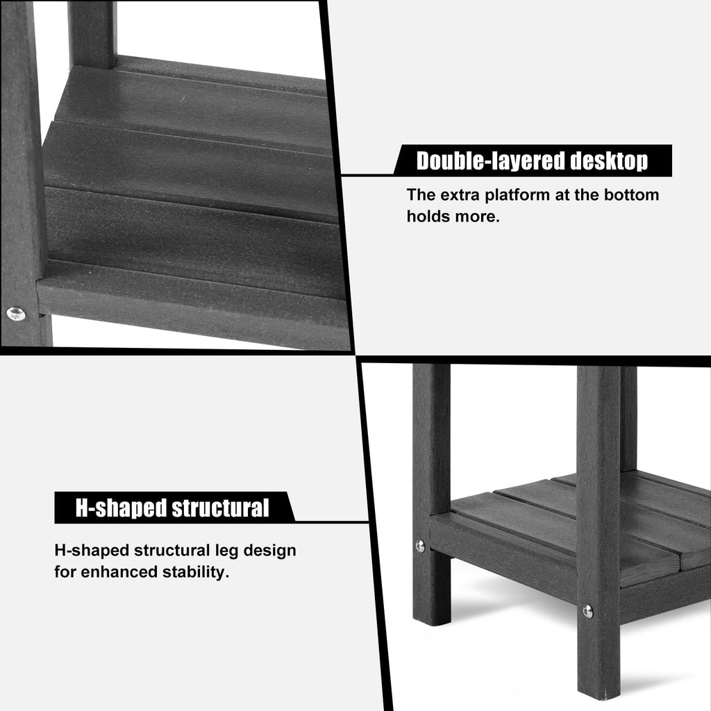 NALONE 2-Tier Adirondack Side Table – Weatherproof HDPE Outdoor End Table