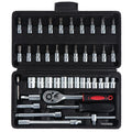 WiMas 46-Piece 1/4 Inch Metric Socket Wrench Set | Chrome Vanadium Steel
