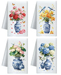CUTHOLLOW Chinese Porcelain Microfiber Kitchen Towels - Set of 4