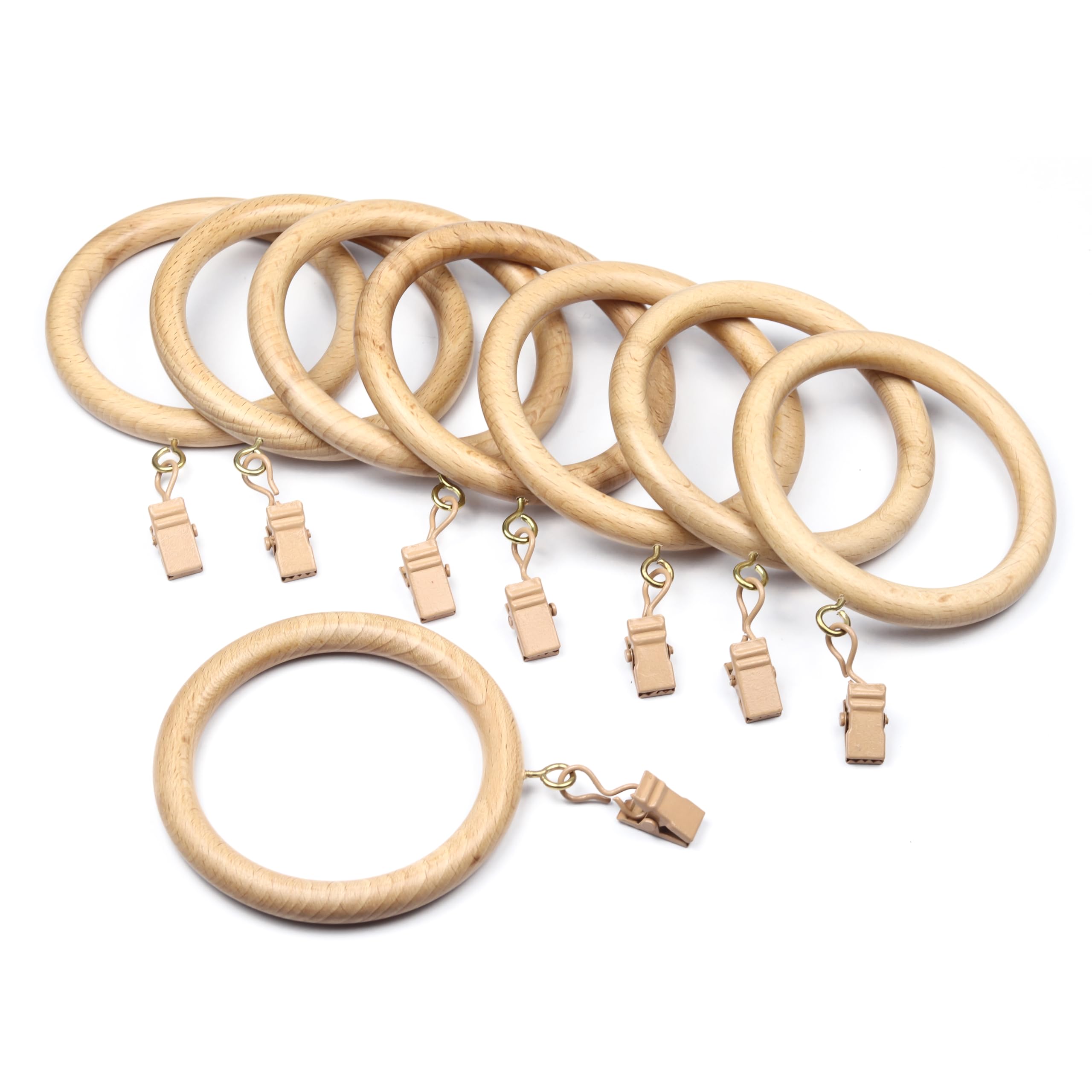Jolof Store Rosewood Curtain Rings with Clips - 12 Pack for 2 Inch Rods